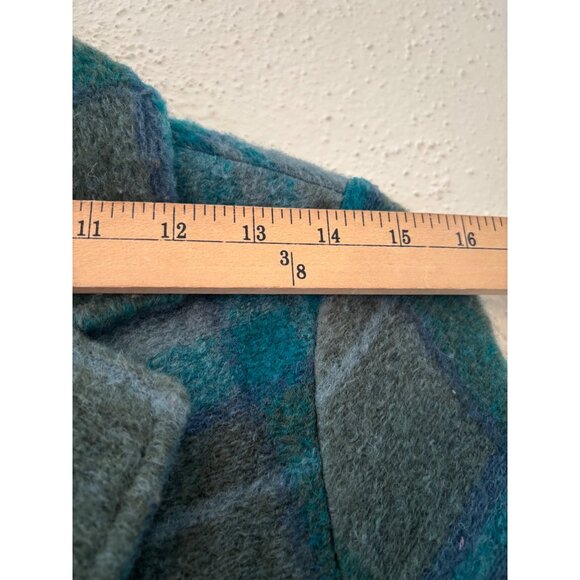 Rachel Zoe green plaid wool blend open jacket Coat - Picture 11 of 14